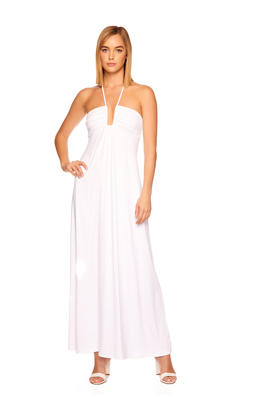 square neck string halter maxi dress